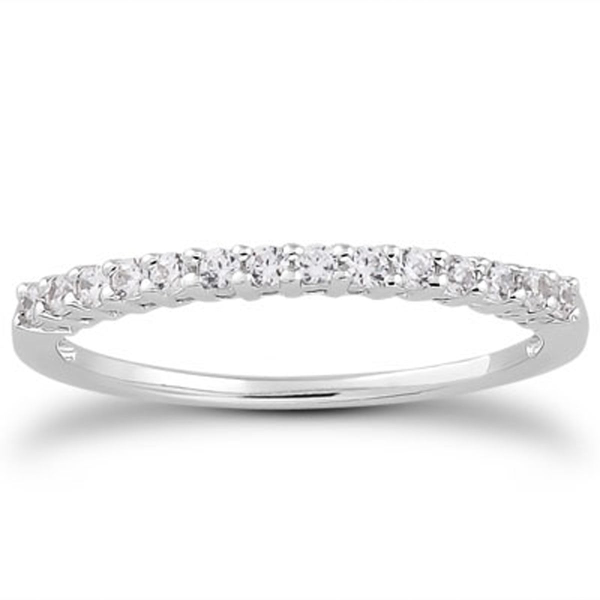 Shared Prong Diamond Wedding Band with Airline Gallery in 14K White Gold