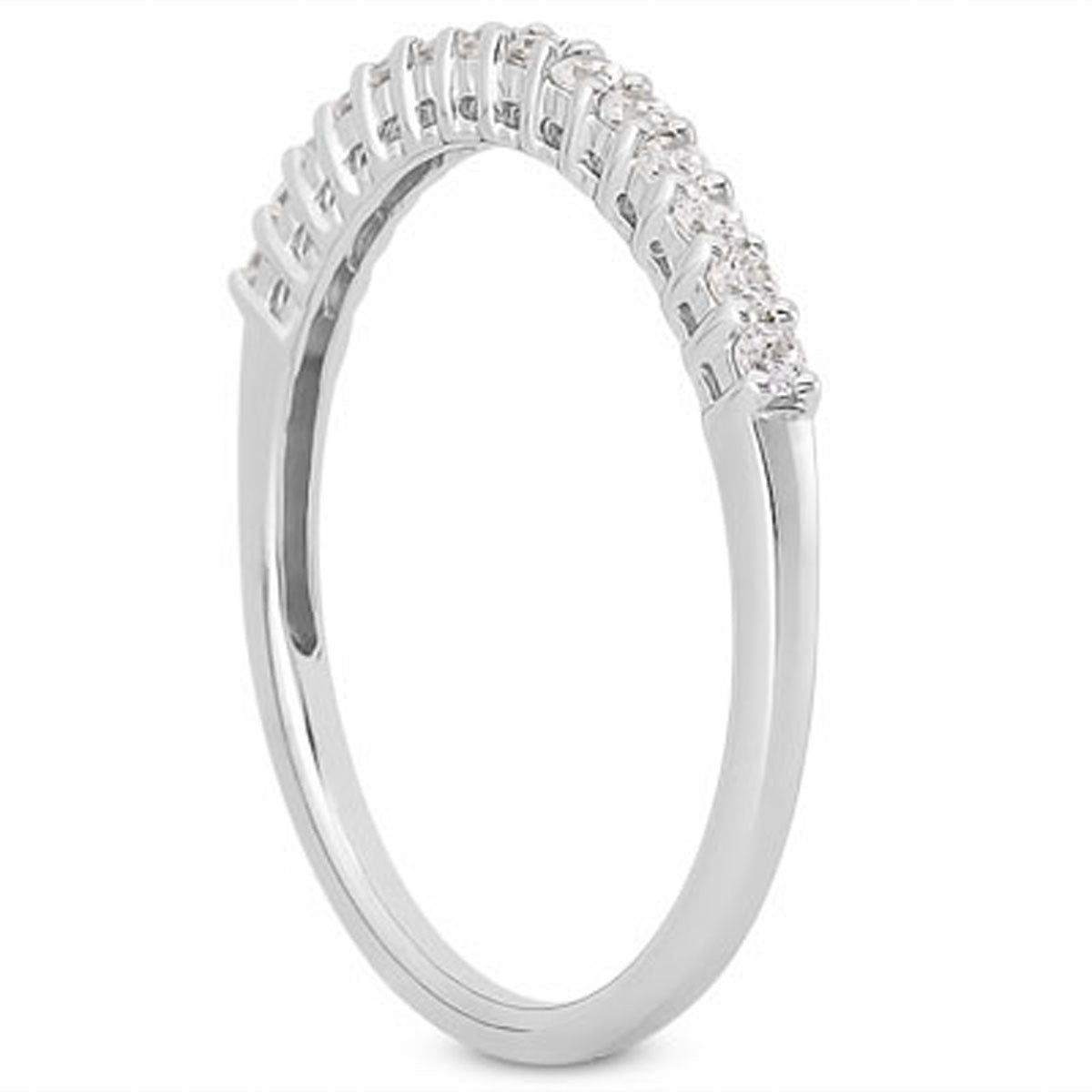 Shared Prong Diamond Wedding Band with Airline Gallery in 14K White Gold
