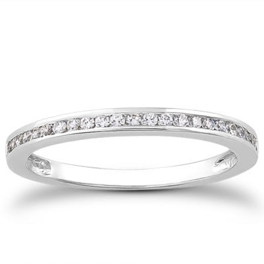 Slender Channel Set Diamond Wedding Band in 14K White Gold 1/2 Around
