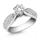 Cathedral Double Row Pave Diamond Engagement Ring in 14K White Gold