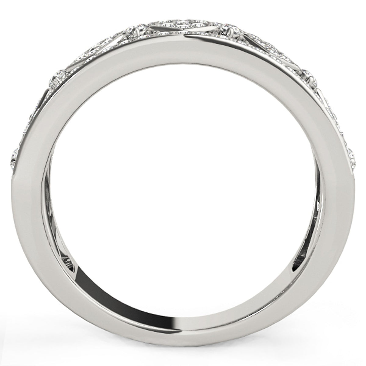 Diamond Studded Square Motif Ring in 14K White Gold (1/2 cttw)