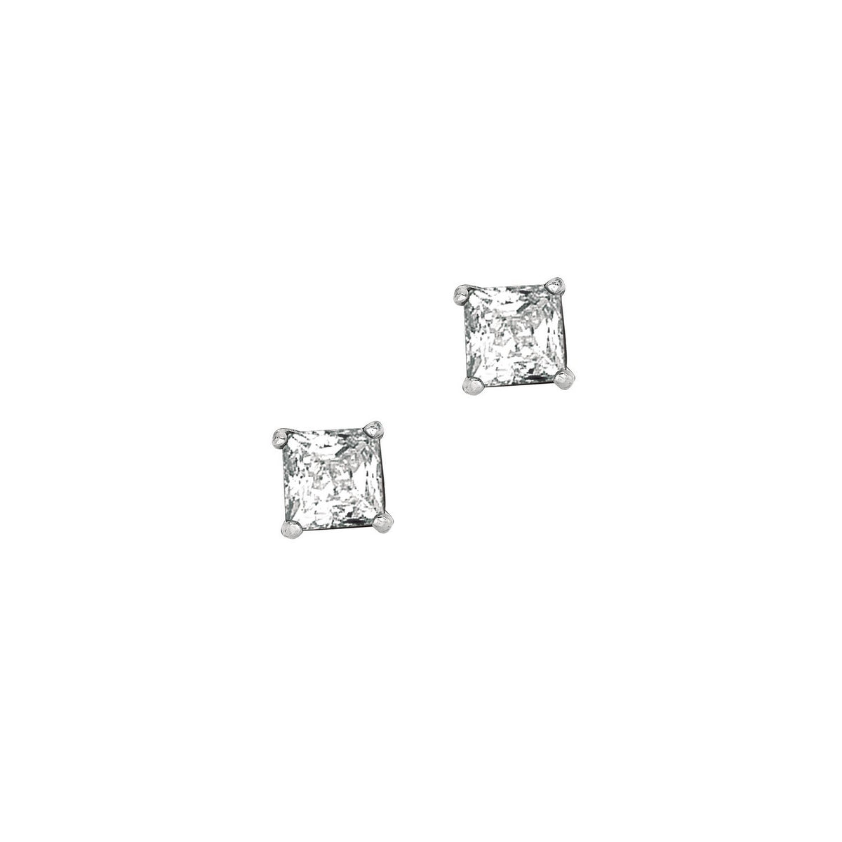 Princess-Cut CZ Stud Earrings in Sterling Silver (5.00 mm)