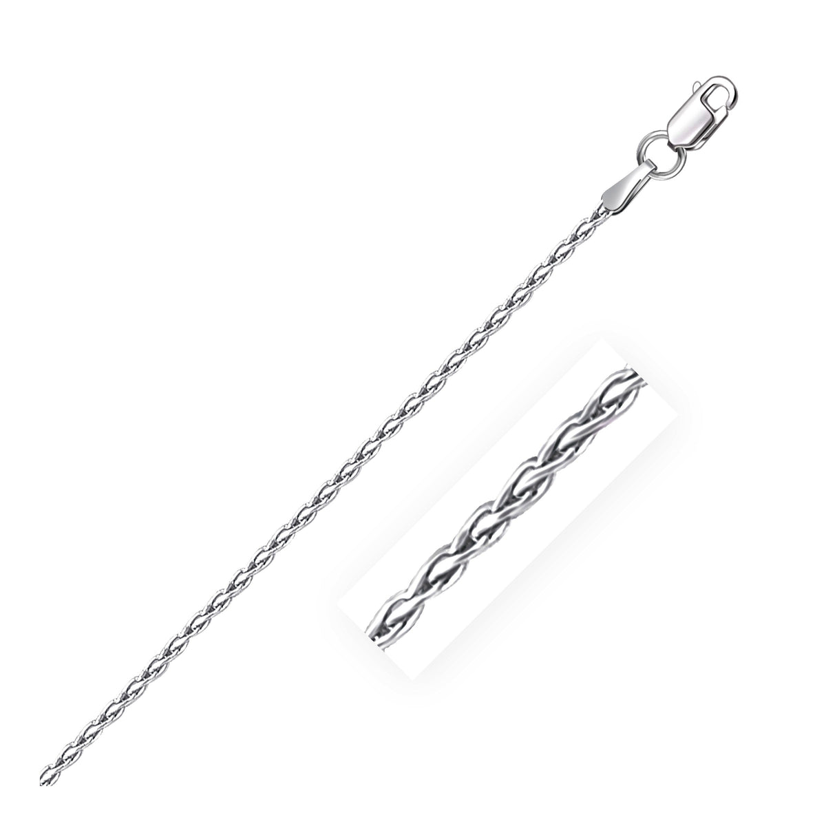 Wheat Chain in Rhodium-Plated Sterling Silver (1.50 mm)