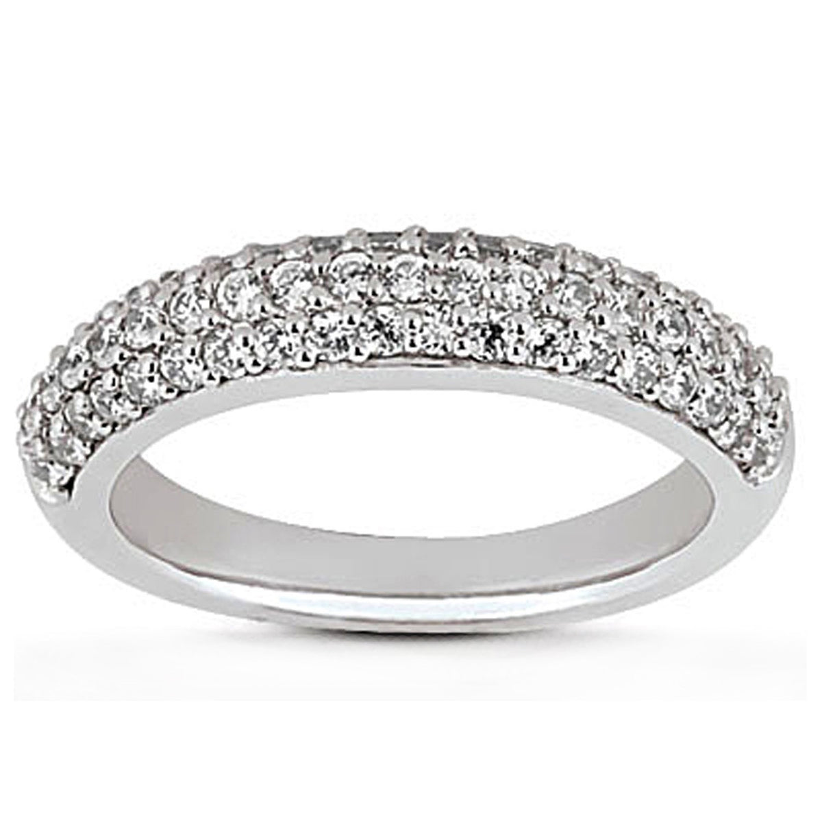 Triple Multi-Row Micro-Pave Diamond Wedding Band in 14K White Gold