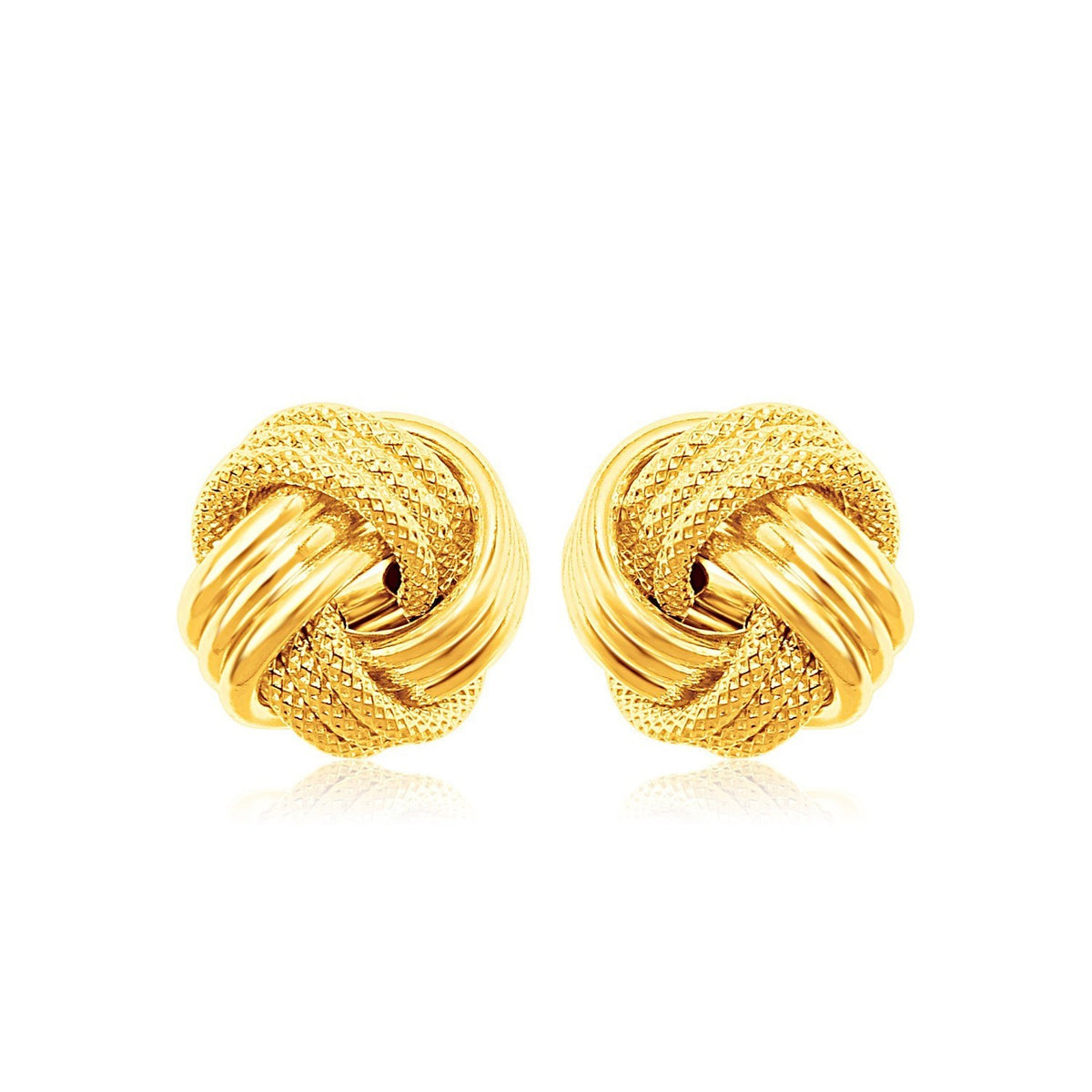 Textured Love Knot Stud Earrings in 14K Yellow Gold