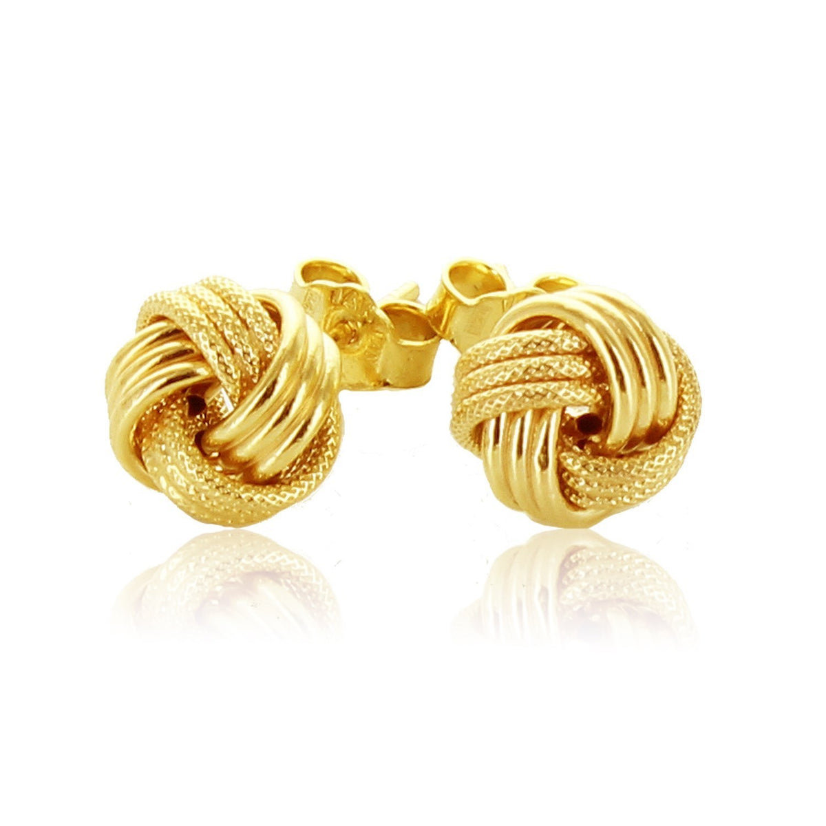 Textured Love Knot Stud Earrings in 14K Yellow Gold