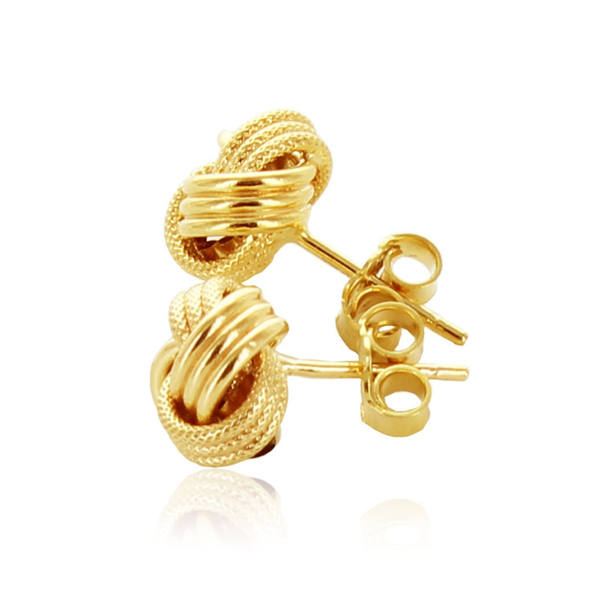 Textured Love Knot Stud Earrings in 14K Yellow Gold