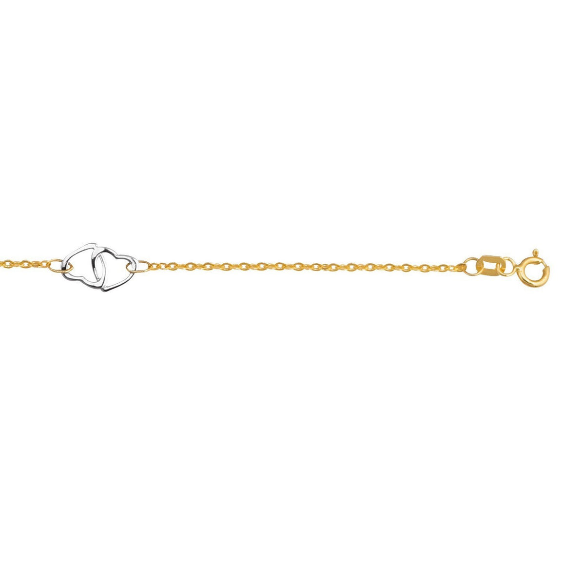 Entwined Heart Station Anklet in 14K Two-Tone Gold