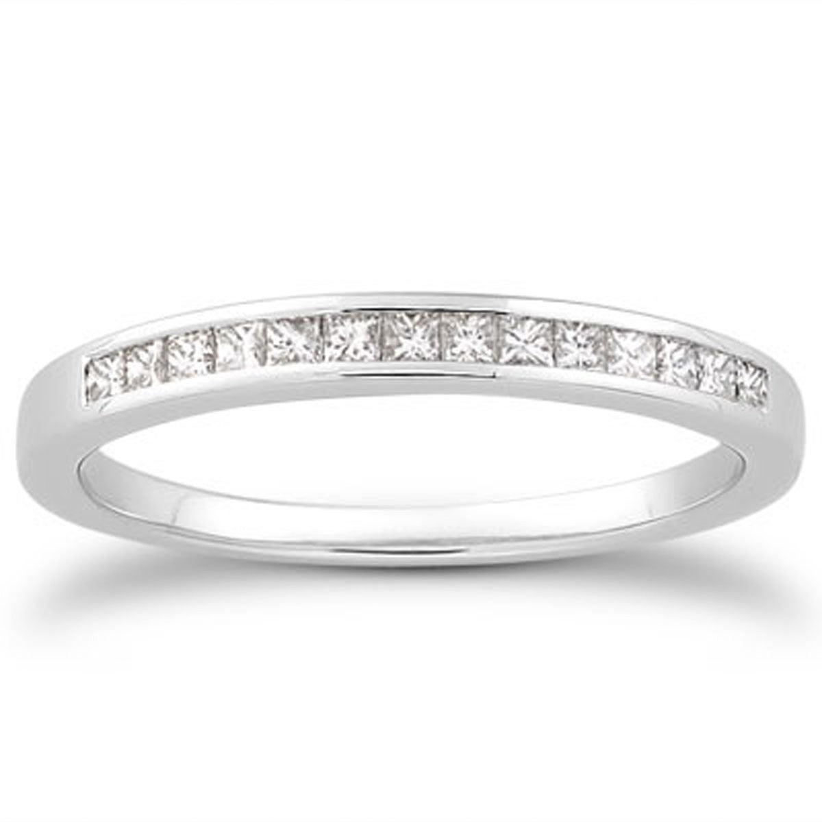 Channel Set Princess Diamond Wedding Band in 14K White Gold