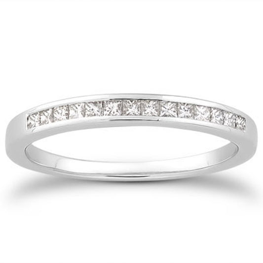 Channel Set Princess Diamond Wedding Band in 14K White Gold