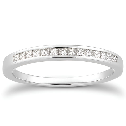 Channel Set Princess Diamond Wedding Band in 14K White Gold (0.17 ct. tw.)