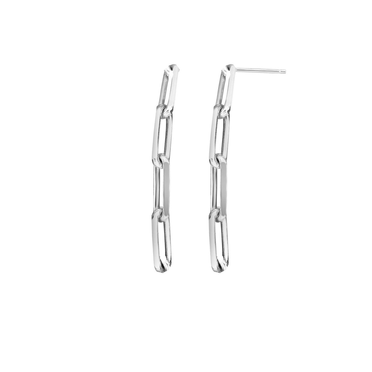 Four Link Paperclip Dangle Earrings in Sterling Silver