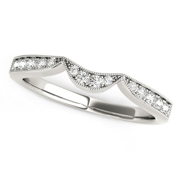 Milgrained Curved Diamond Wedding Band in 14K White Gold (1/6 cttw)