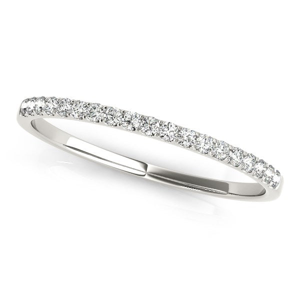 Slim Pave Set Diamond Wedding Band in 14K White Gold (1/8 cttw)