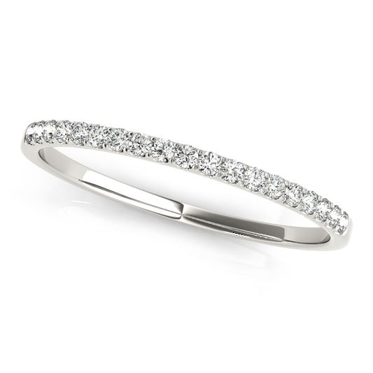 Slim Pave Set Diamond Wedding Band in 14K White Gold (1/8 cttw)