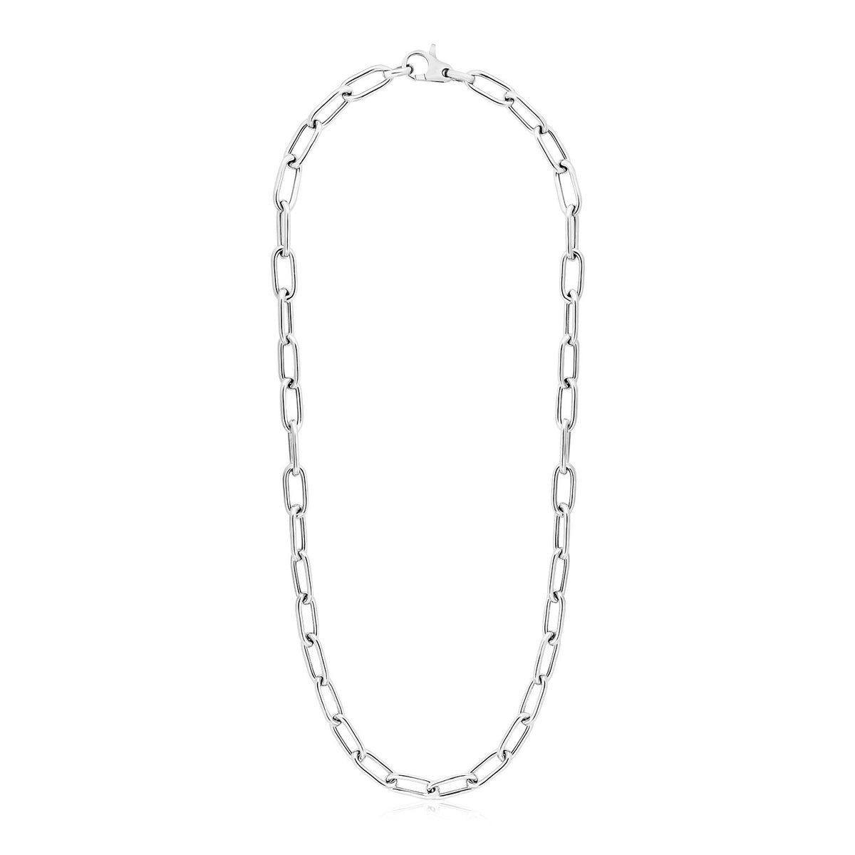 Wide Paperclip Chain Necklace in Sterling Silver