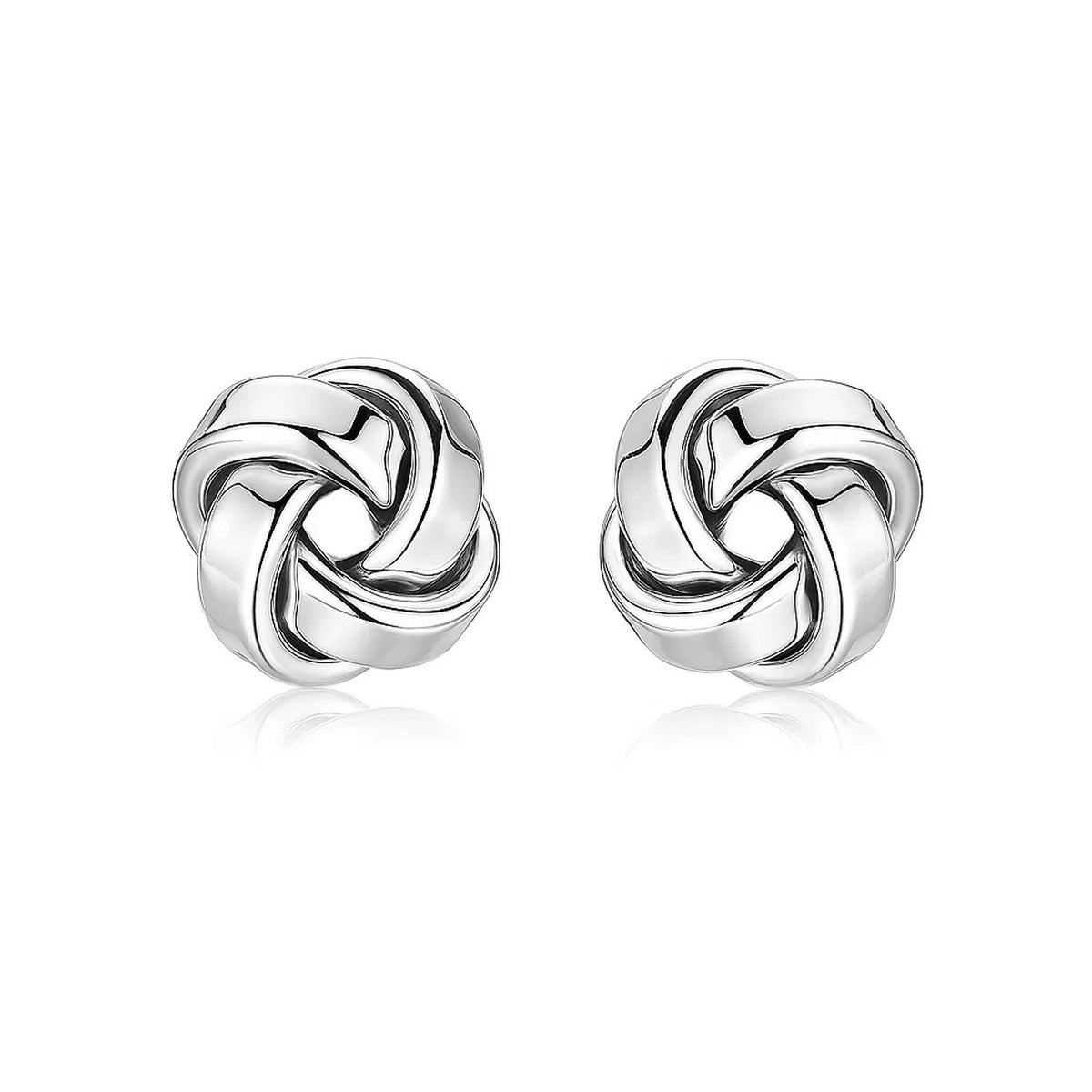Petite Polished Love Knot Earrings in Sterling Silver (9mm)