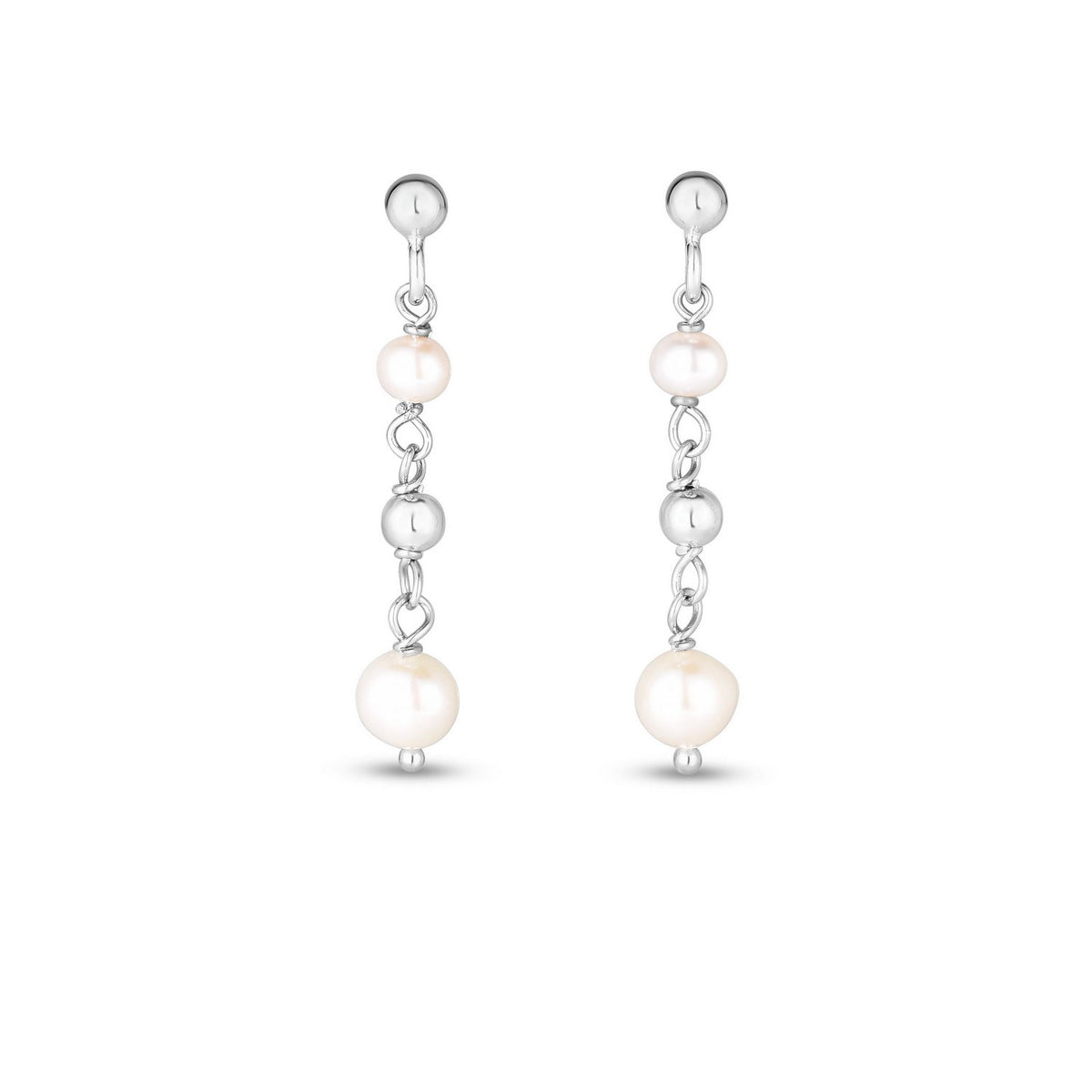 Freshwater Pearl Bead Drop Earrings in Sterling Silver