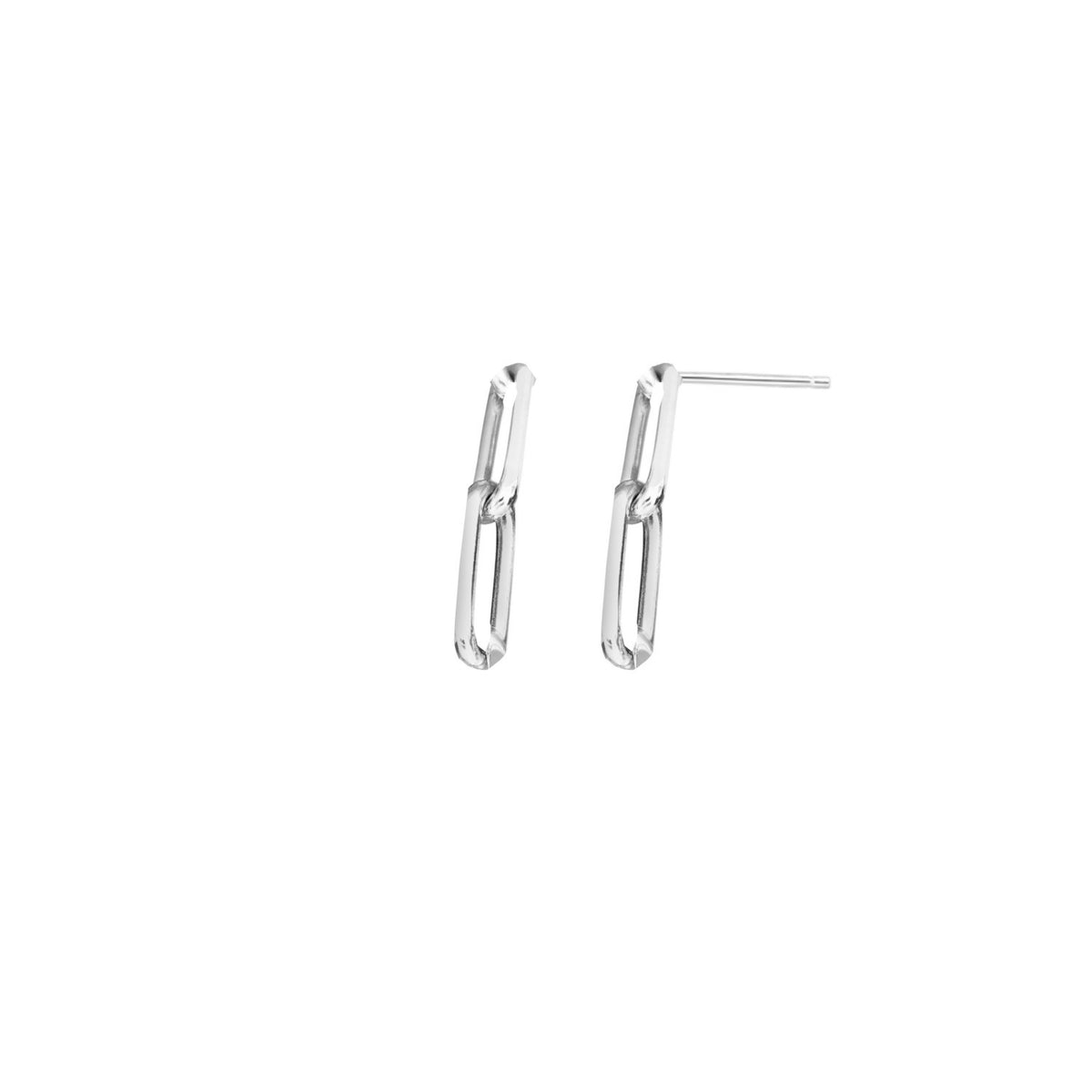 Two Link Paperclip Dangle Earrings in Sterling Silver