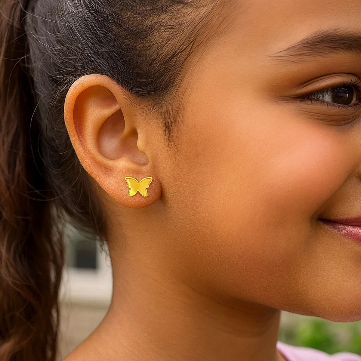 Butterfly Stud Earrings in 14K Yellow Gold (5.59 mm)
