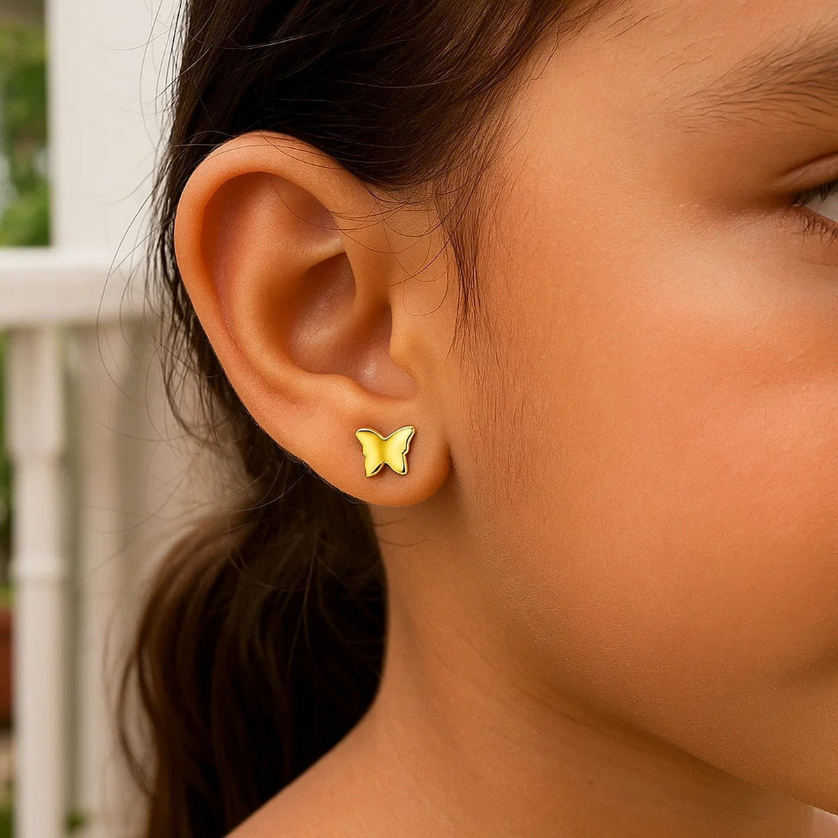 Butterfly Stud Earrings in 14K Yellow Gold (5.59 mm)