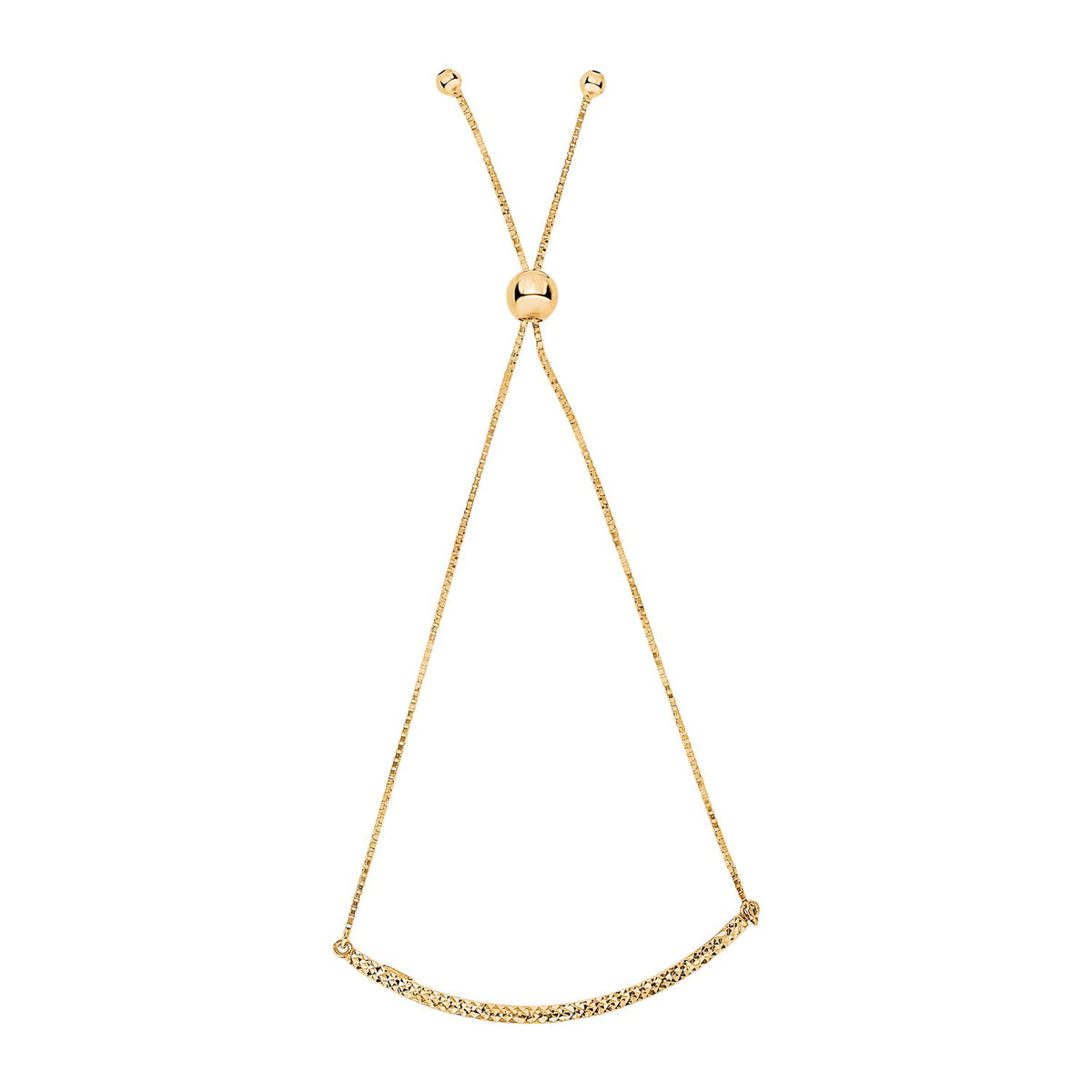 Textured Curved Bar Adjustable Bracelet in 14K Yellow Gold