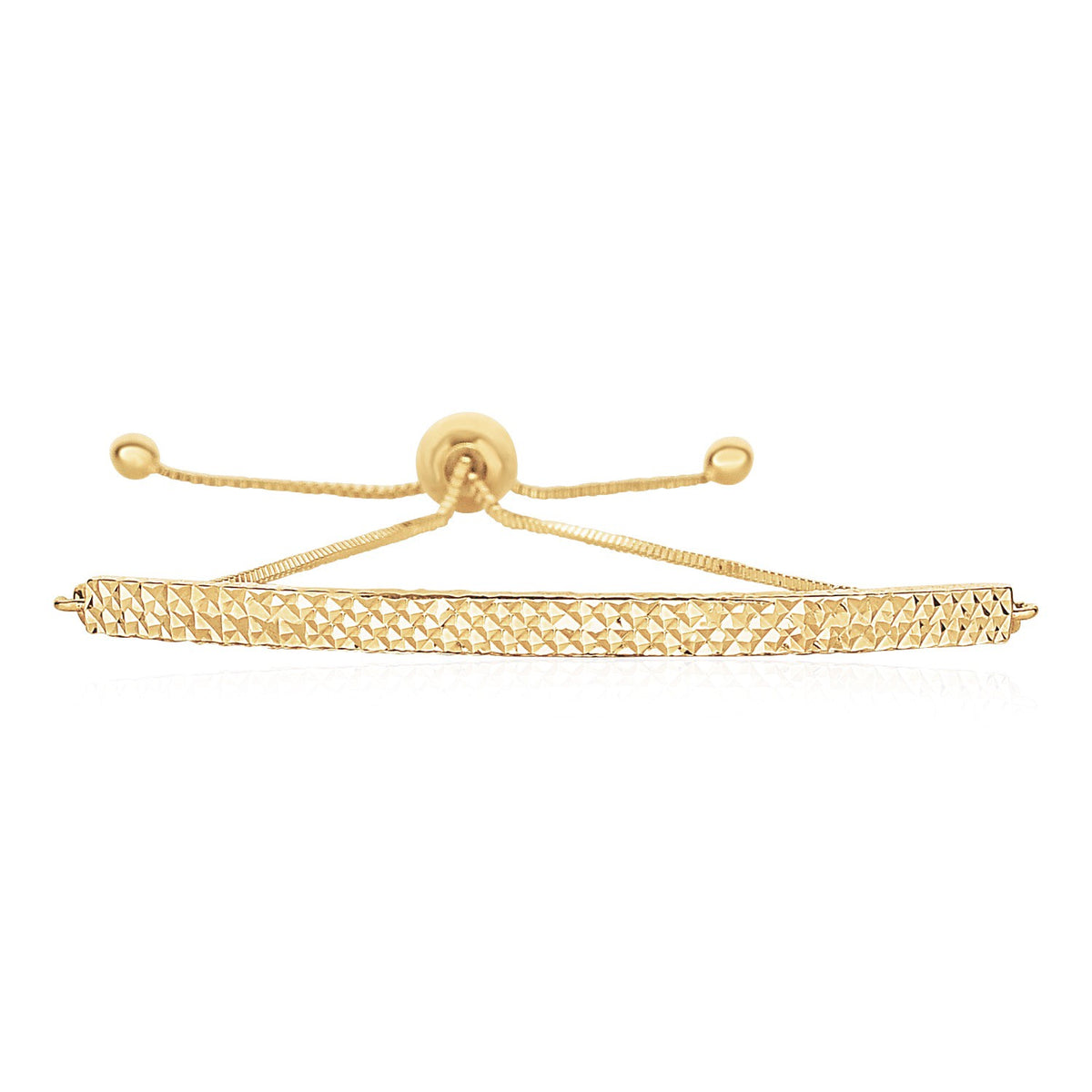Textured Curved Bar Adjustable Bracelet in 14K Yellow Gold