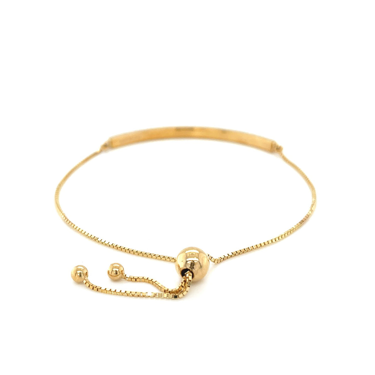 Textured Curved Bar Adjustable Bracelet in 14K Yellow Gold