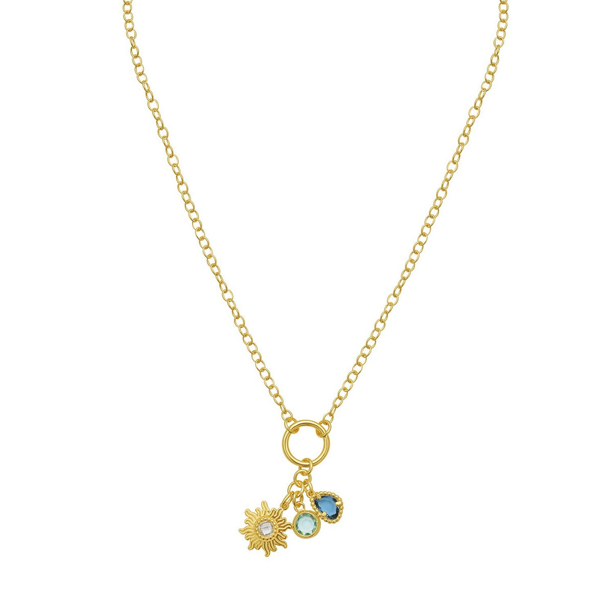 Sunflower Cubic Zirconia Charm Necklace in Gold-Plated Sterling Silver