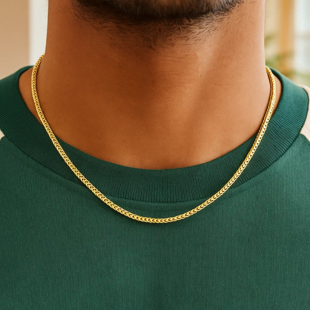 Diamond Cut Franco Chain in Yellow Gold-Plated Silver (3.20 mm)