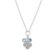 Flower CZ Charm Necklace in Rhodium-Plated Sterling Silver