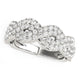 Diamond Studded Interlocking Waves Ring in 14K White Gold (5/8 cttw)