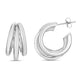 Triple Barrelled Strand Hoop Earrings in Sterling Silver