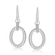 Diamond Oval Rope Drop Earrings in Rhodium-Finished Silver