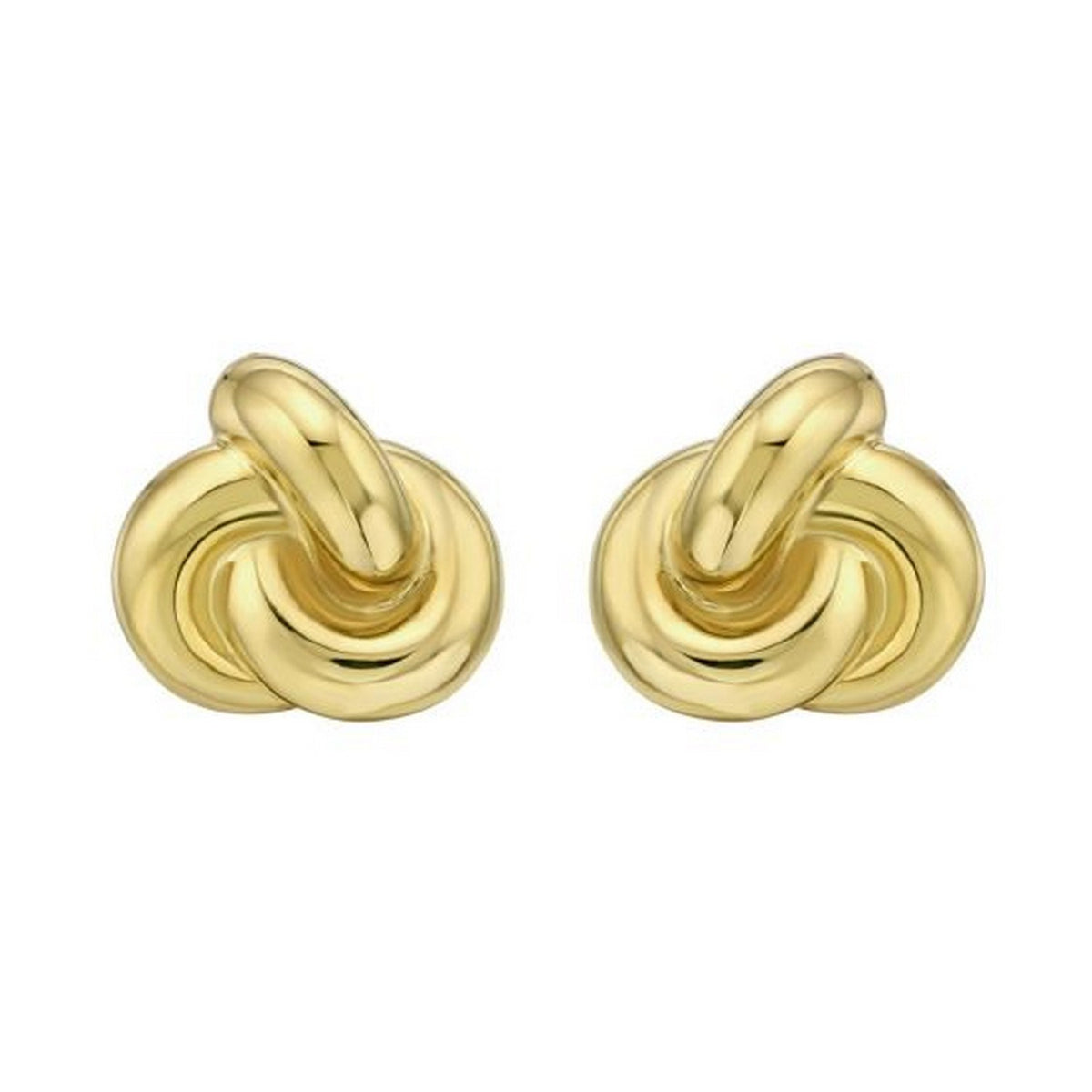 Puffed Love Knot Stud Earrings in Yellow Gold-Plated Silver