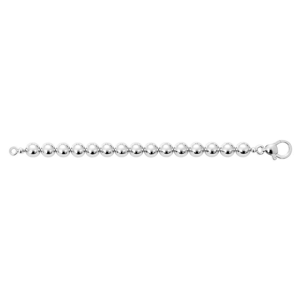 Bold Bead Bracelet in Rhodium-Plated Sterling Silver (10.00 mm)