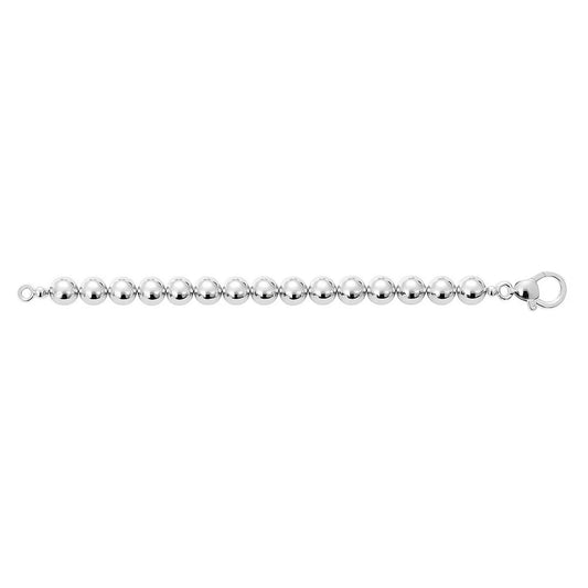 Bold Bead Bracelet in Rhodium-Plated Sterling Silver (10.00 mm)