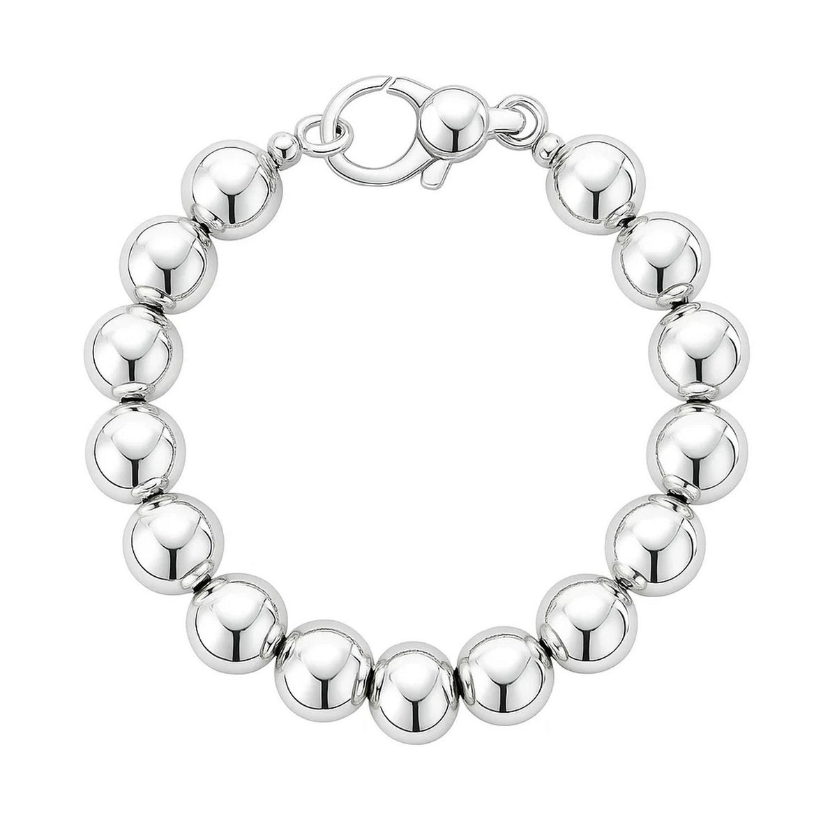 Bold Bead Bracelet in Rhodium-Plated Sterling Silver (10.00 mm)