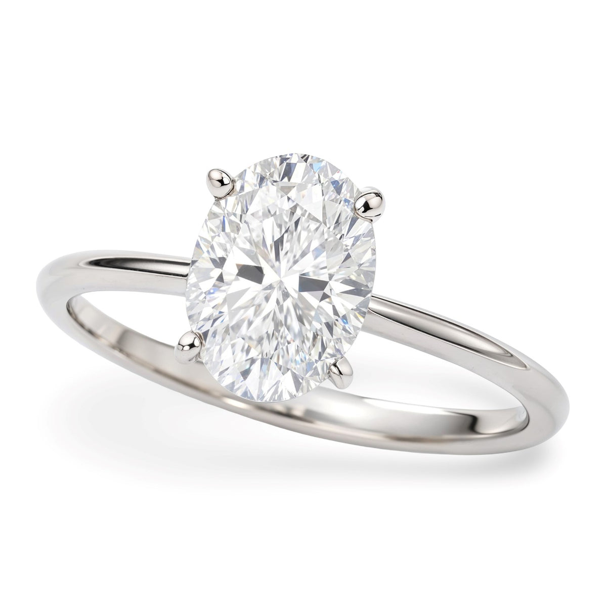 1.5 Carat Oval Lab Grown IGI Diamond Solitaire in 10K White Gold G/VS1