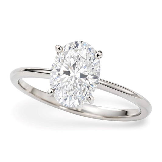 1.5 Carat Oval Lab Grown IGI Diamond Solitaire in 10K White Gold G/VS1