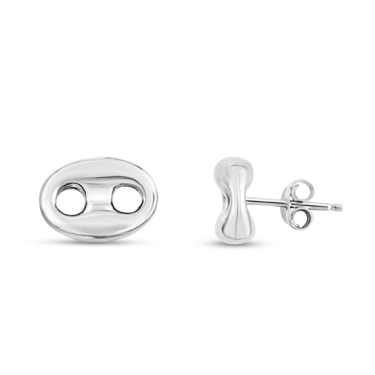 Puffed Mariner Stud Earrings in Sterling Silver