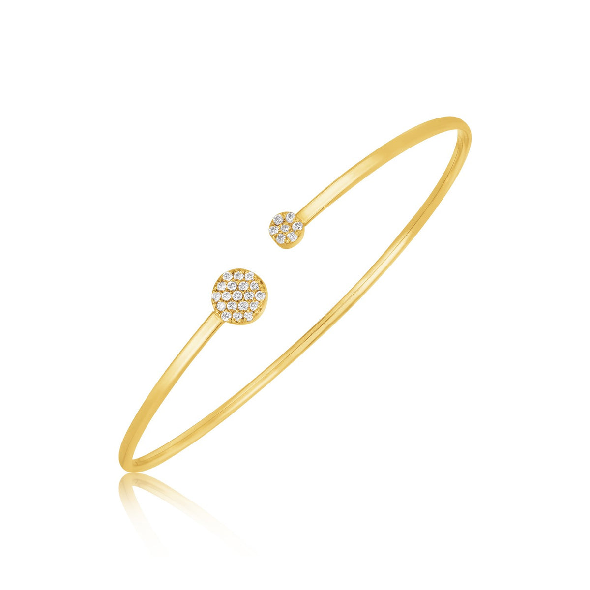 High Polish Diamond Cluster Bangle in 14K Yellow Gold (2.00 mm)