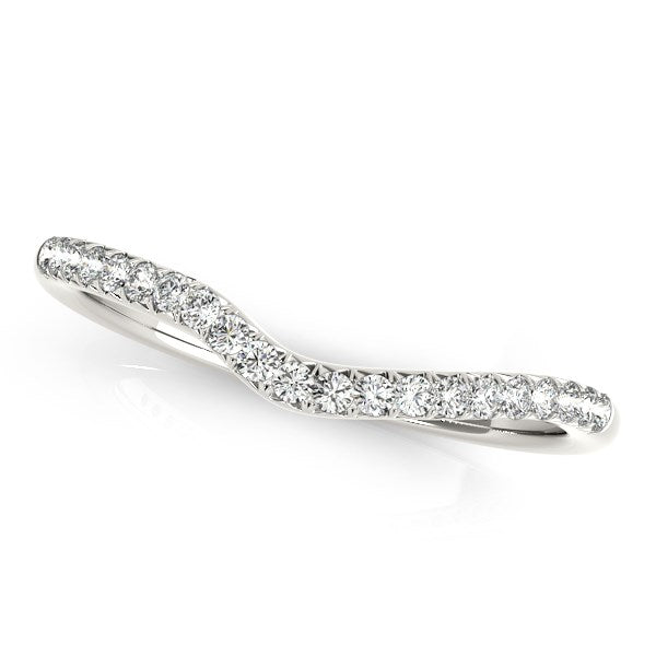 Curved Pave Diamond Wedding Ring in 14K White Gold (1/4 cttw)