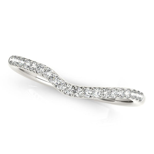 Curved Pave Diamond Wedding Ring in 14K White Gold (1/4 cttw)