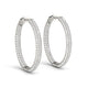 Two Row Pave Set Diamond Hoop Earrings in 14K White Gold (7 cttw)