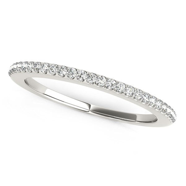 Pave Scallop Setting Diamond Wedding Band in 14K White Gold (1/8 cttw)