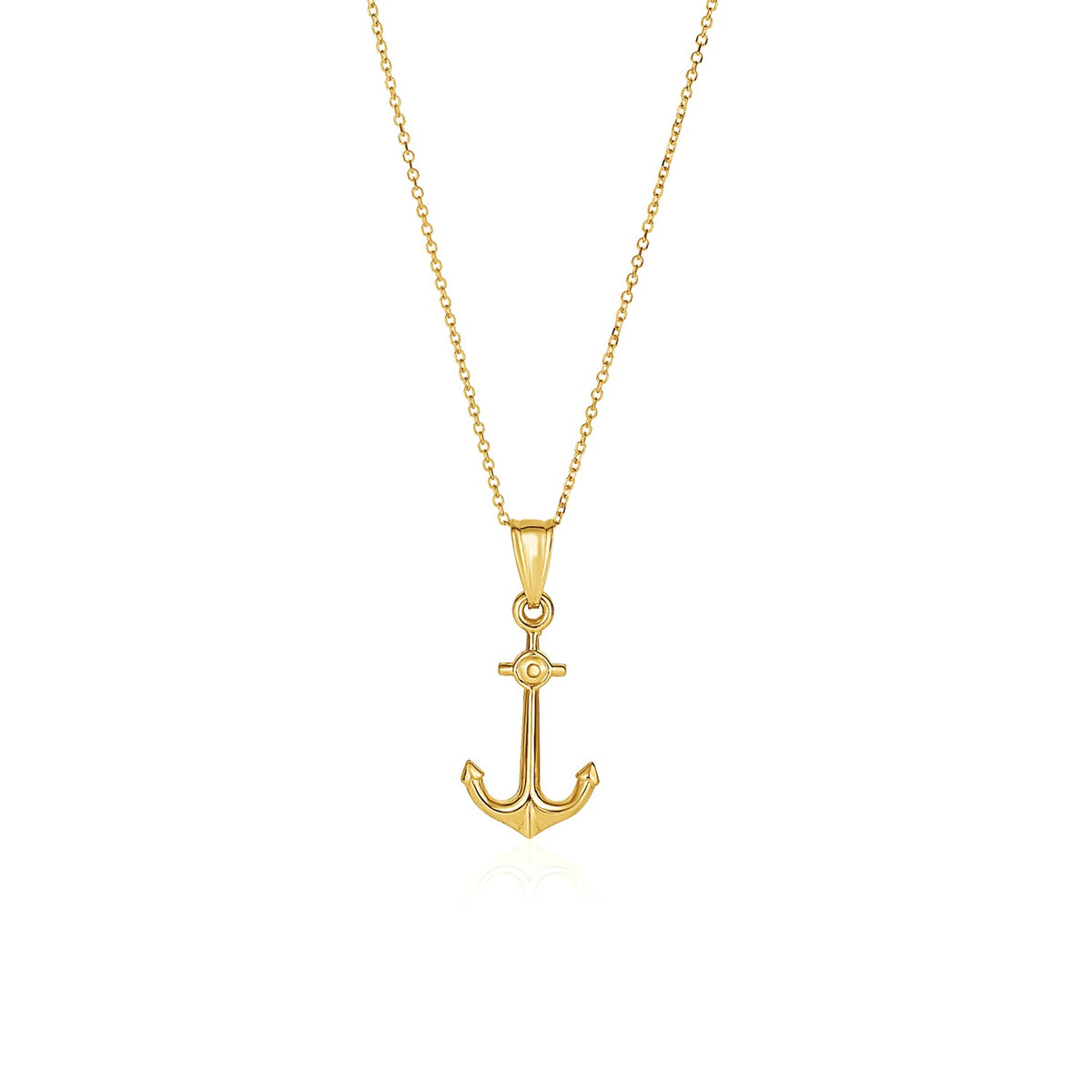 Anchor Pendant Necklace in 14K Yellow Gold