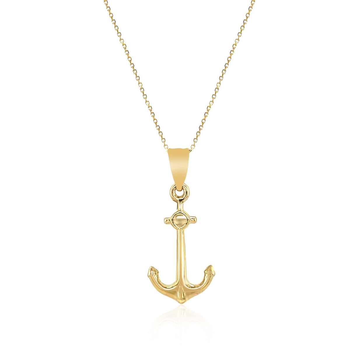 Anchor Pendant Necklace in 14K Yellow Gold