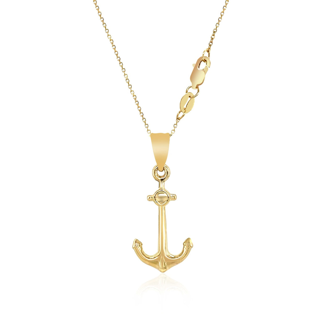 Anchor Pendant Necklace in 14K Yellow Gold