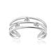 Triple Line CZ Open Motif Toe Ring in Rhodium Silver